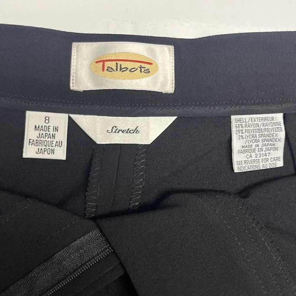 Talbots Women’s Black Stretch Mixed Blend Pleats Pockets Maxi Back Slit- Size 8